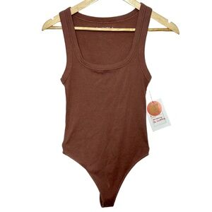 Abercrombie & Fitch Soft A&F Essentials Brown Ribbed Sleeveless Bodysuit Size S